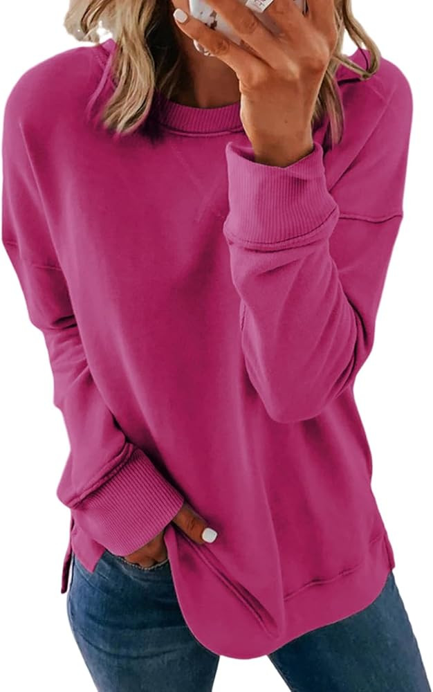 Dokotoo Women's Casual Crew Neck Sweatshirt Loose Soft Long Sleeve Pullover Tops | Amazon (US)