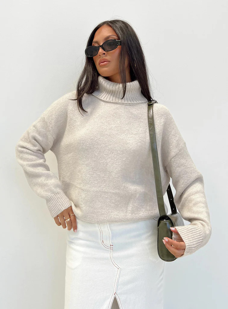 Oswin Turtleneck Sweater Oatmeal | Princess Polly US
