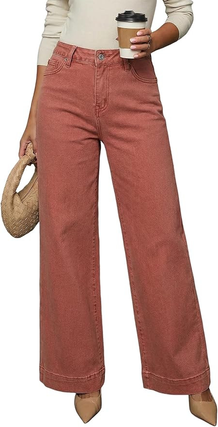 Dokotoo Women's Casual High Waisted Jeans Stretch Wide Leg Loose Denim Pant | Amazon (US)