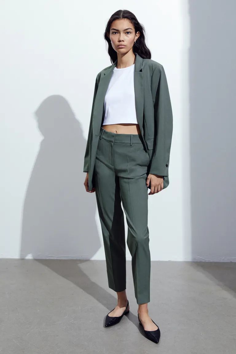Cigarette trousers - Dark green - Ladies | H&M GB | H&M (UK, MY, IN, SG, PH, TW, HK)