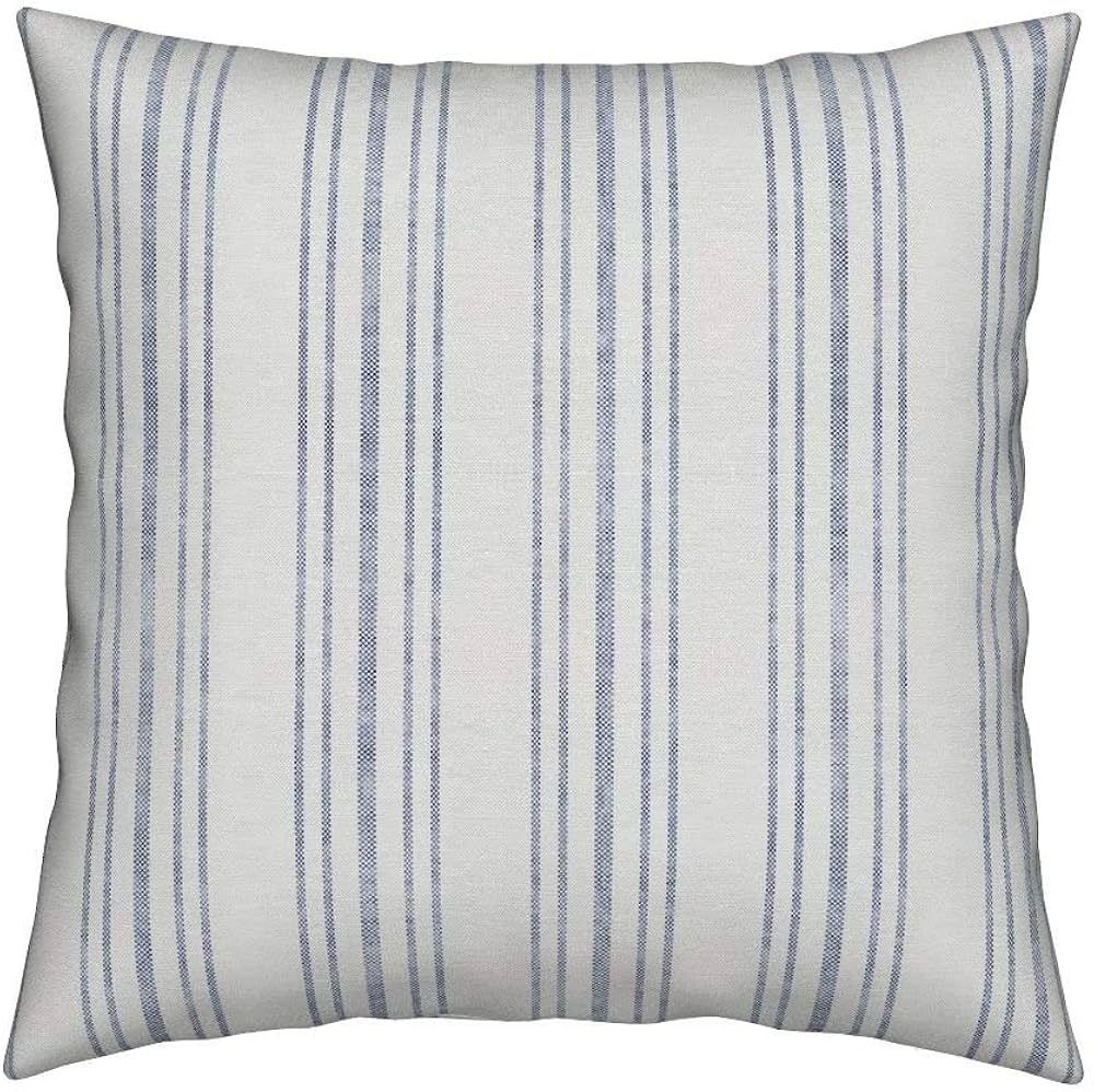 Blue French Ticking Throw Pillow Cover Chinoiserie Style Home Decorative Cushion Cover Stripe Far... | Amazon (US)