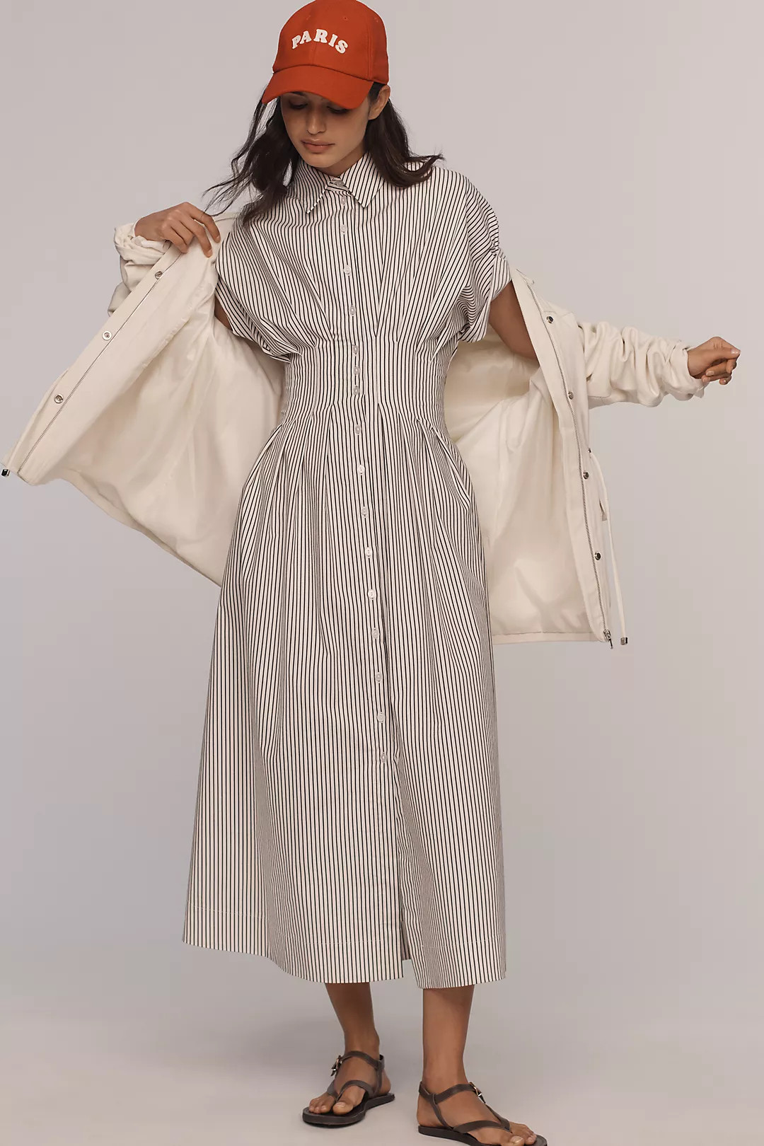 The Tobie Button-Front Pleated Shirt Dress by Exquise | Anthropologie (US)