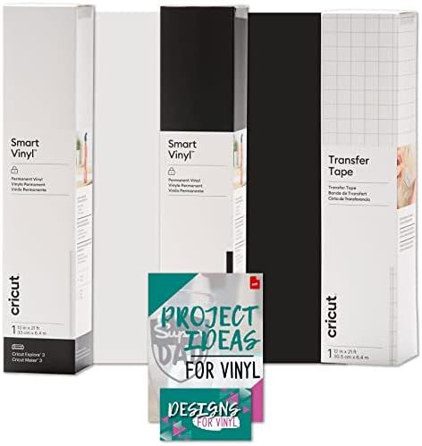 Cricut Smart Permanent Vinyl Black and White Bundle with Transfer Tape - 13in x 21ft Adhesive Vinyl  | Amazon (US)