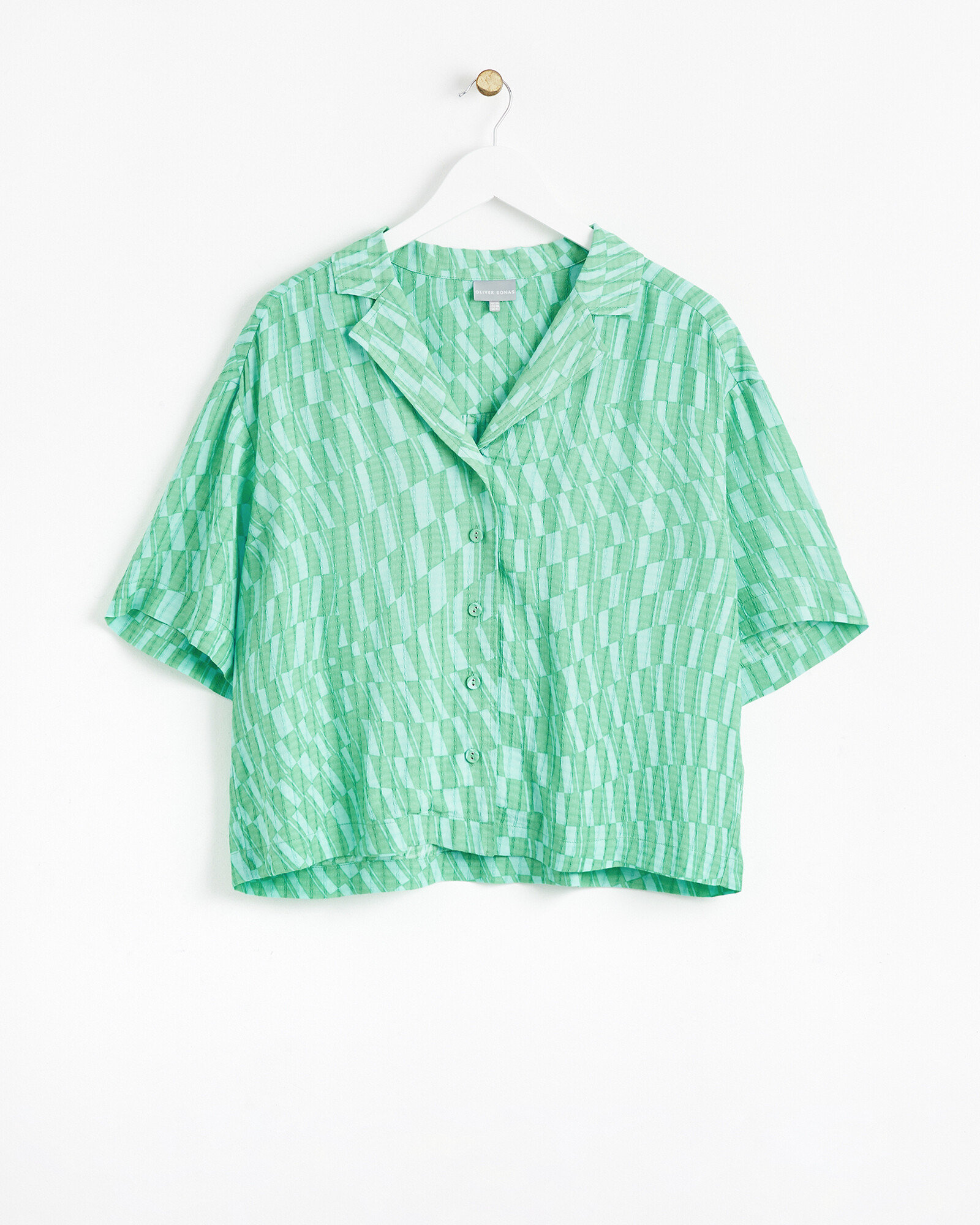 Geometric Print Green & Blue Shirt | Oliver Bonas | Oliver Bonas (Global)
