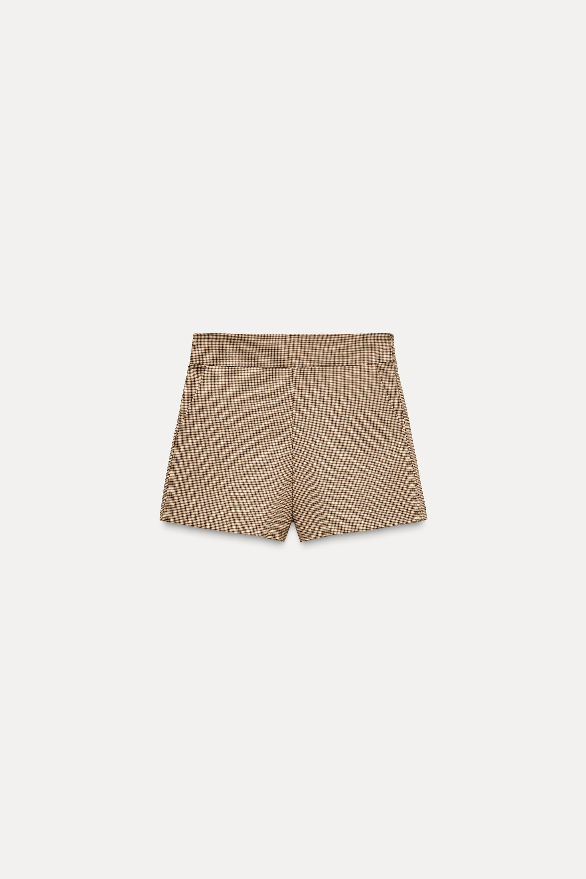 CHECKERED HIGH WAIST SHORTS | Zara US