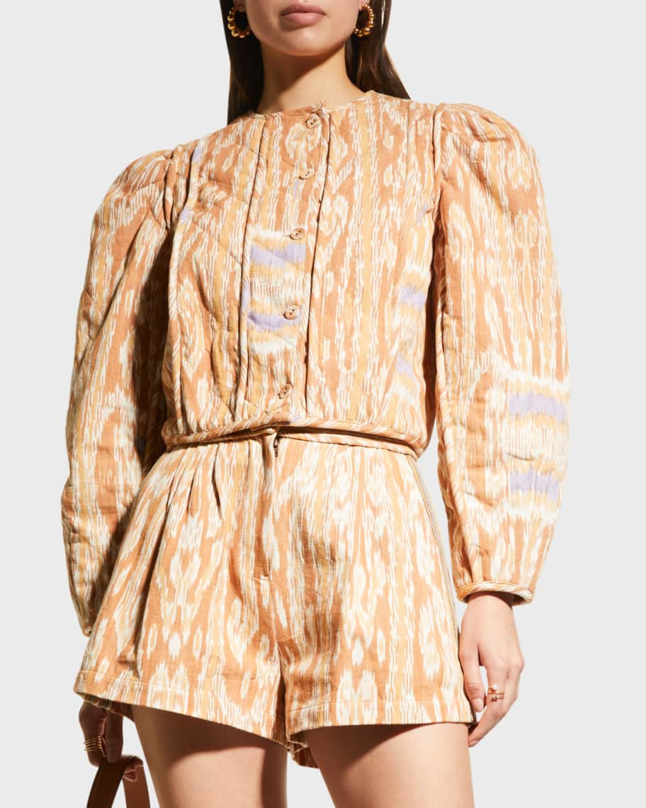 Ulla Johnson Arabella Quilted Puffed-Long Sleeve Cropped Jacket | Neiman Marcus
