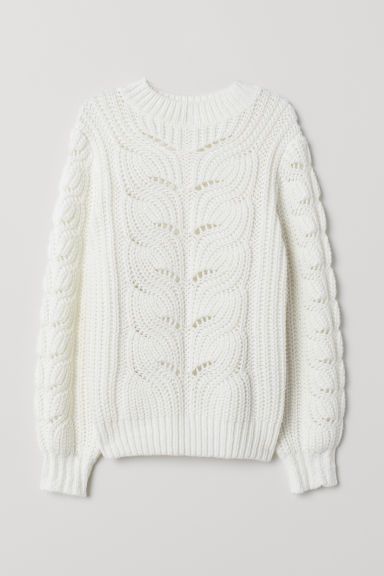 H & M - Cable-knit Sweater - White | H&M (US + CA)