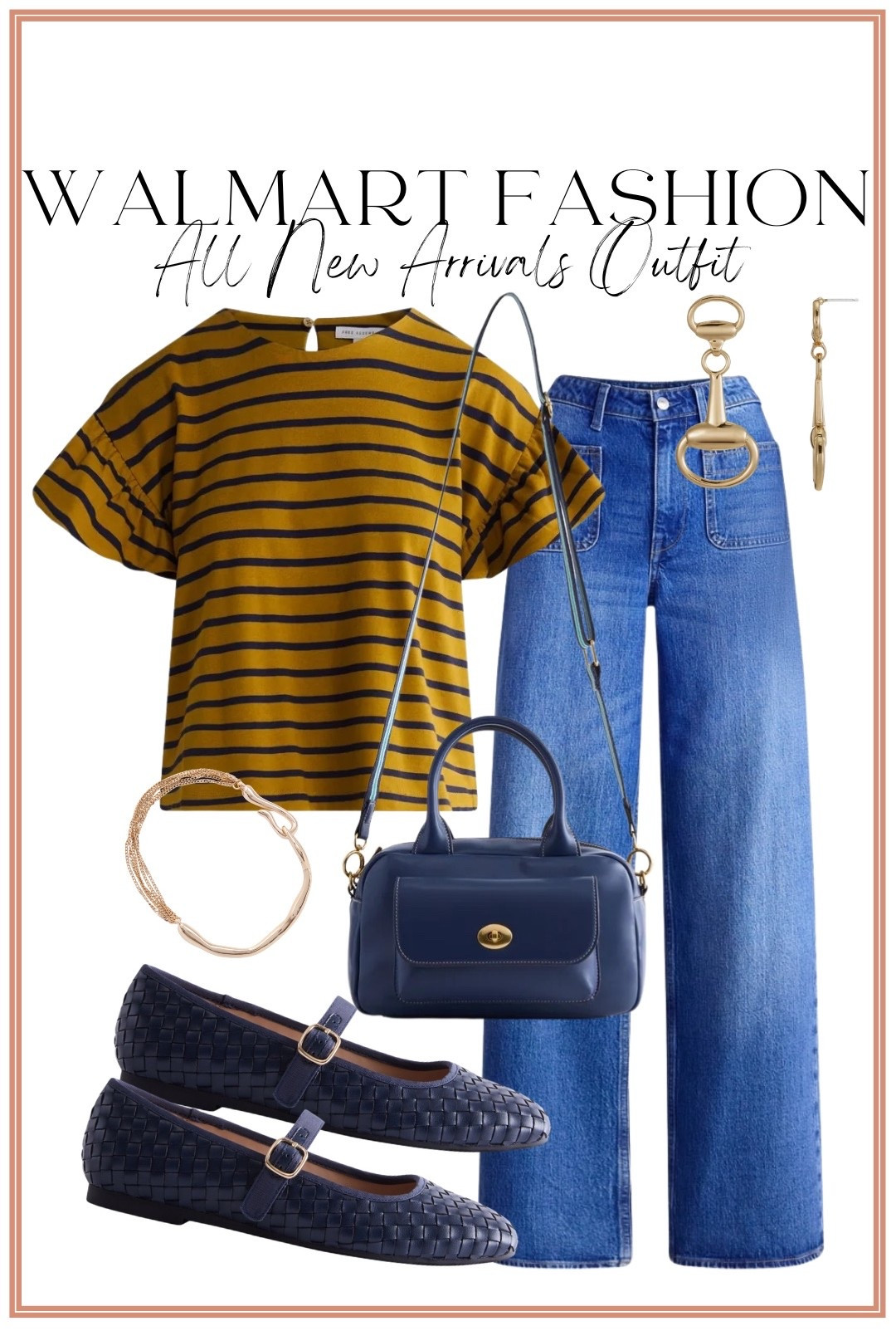 Another Walmart fall new arrival outfit I cannot get over! 😍 This striped flutter sleeve top is such a fun take on a classic stripe, and the mustard + navy combination is SO good for transitioning into fall. I paired it with wide-leg Walmart jeans, woven Mary Jane flats, a navy bag and gold accessories for an easy everyday look that feels so much more expensive than it is. Walmart is absolutely bringing it with the early fall fashion this year!

#walmartfashion #walmartfinds #walmartstyle #walmartnewarrivals #fallfashion #falloutfit #widelegjeans #stripedtop #affordablefashion #affordablestyle #momstyle #everydaystyle #walmartoutfit #fallstyle #outfitinspiration

#LTKootd #LTKPetite