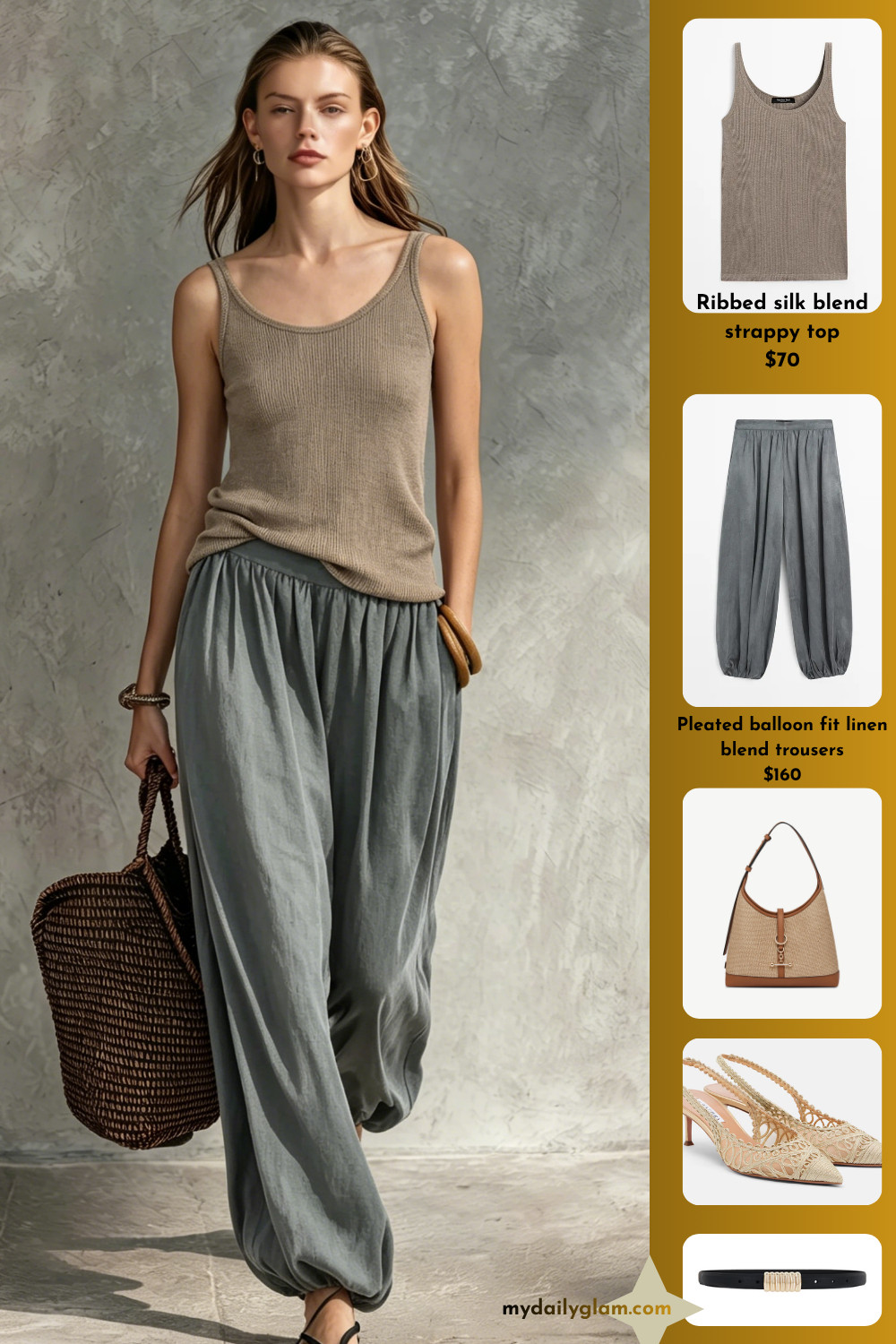 Taupe Heather Ribbed U-Neck Knit Tank & Slate Grey Elastic Waist Drawstring Cuff Wide Leg Trousers Quiet Luxury Neutral Office Outfit

#QuietLuxuryStyle #NeutralEverydayOutfit #KnitTankLayering
 

 #LTKootd #LTKOver40 #LTKWorkwear