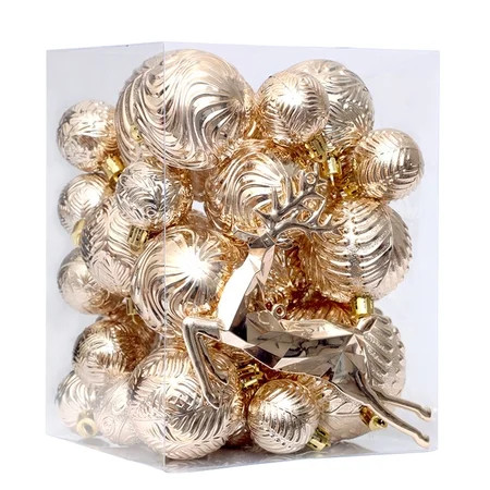 40Pcs Christmas Ornaments Ball Set Shatterproof Champaign Golden Color Plastic Decorative Ball for Xmas Tree House Holiday Wedding Party Decoration | Walmart (US)