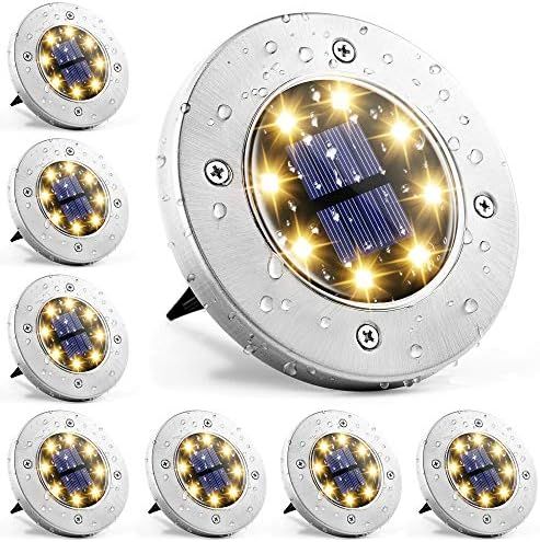 Solpex Solar Ground Lights , 8 LED Solar Powered Disk Lights Outdoor Waterproof Landscape Lawn Light | Amazon (US)