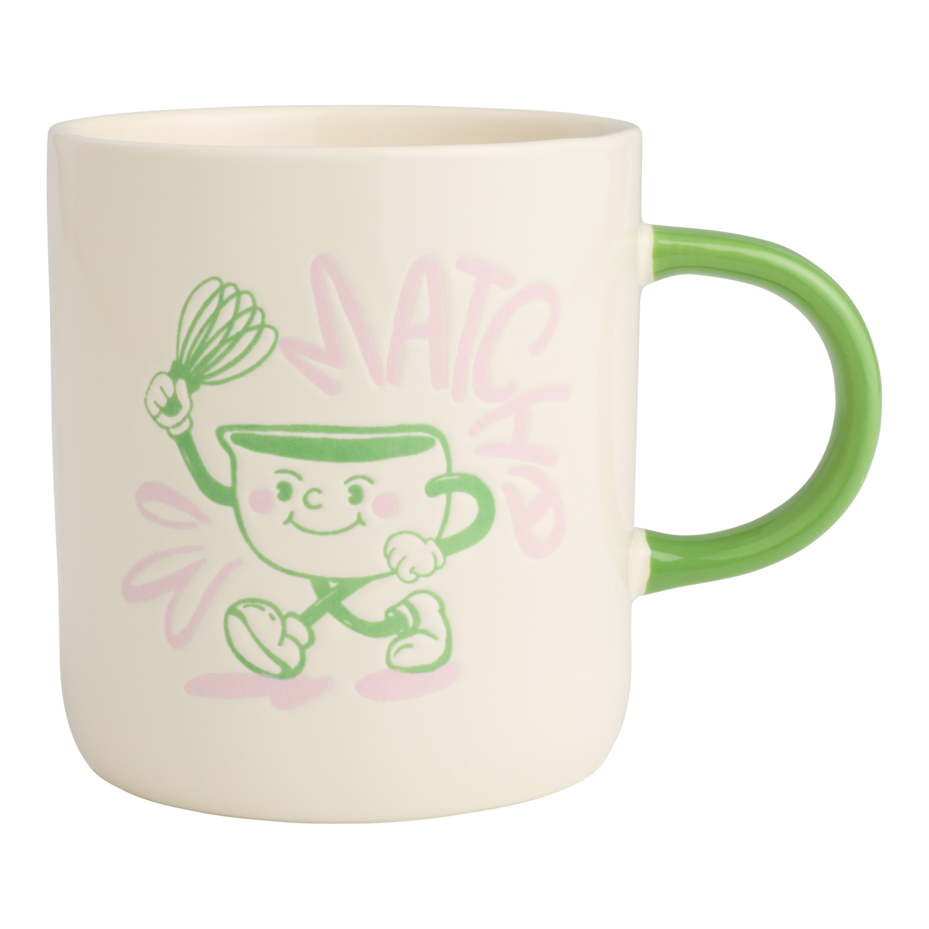 Pink and Green Matcha Mascot Hand Painted Ceramic Mug | World Market