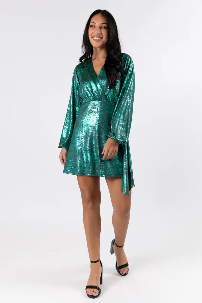 Heart Of Glass Green Surplice Style Wrap Dress | Pink Lily
