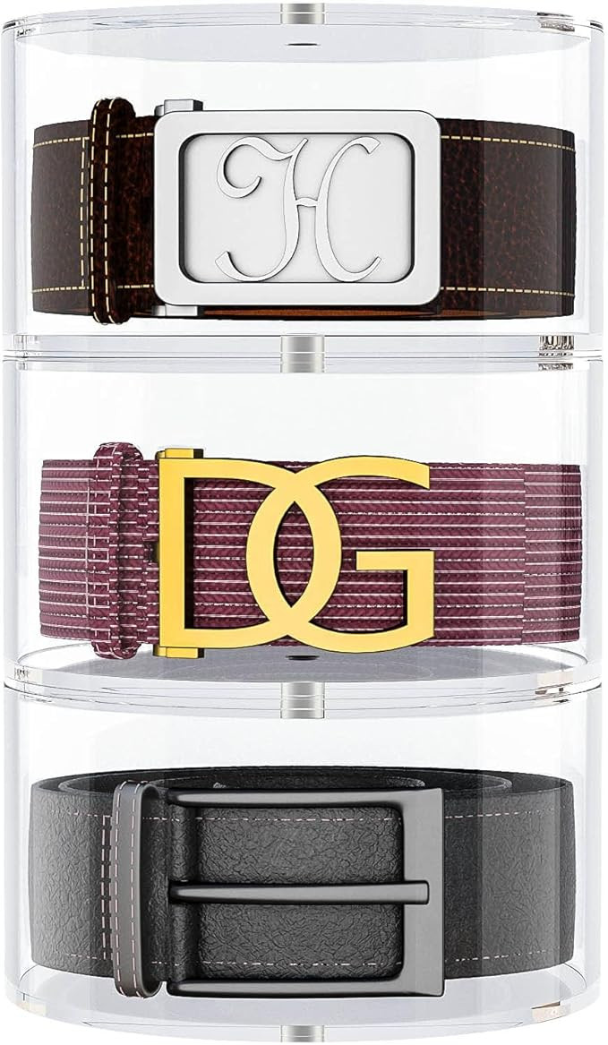 NIUBEE Belt Organizer, Acrylic 3 Layers Belt Case Storage Holder and Display for Accessories Like... | Amazon (US)