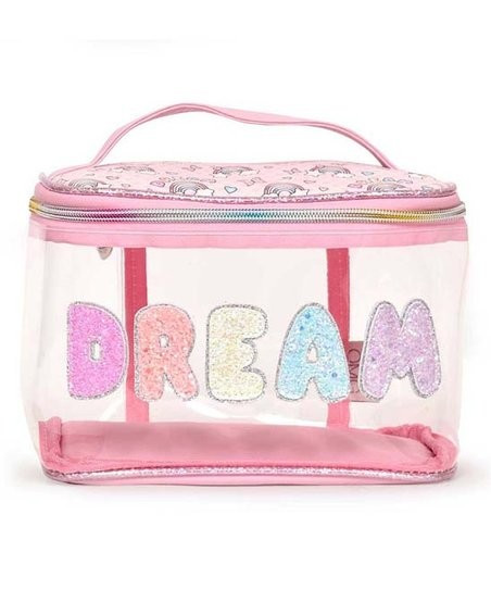 Pink & Lavender Glitter 'Dream' Rainbow Cosmetic Bag | Zulily