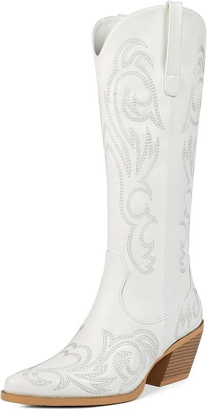 Amazon.com | Mettesally Cowboy Boots for Women Embroidered Pointed Toe Distressed Pull-On Cowgirl... | Amazon (US)