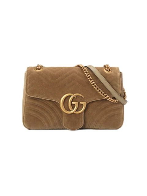 Guccitaupe GG Marmont velvet medium shoulder bag | FarFetch Global