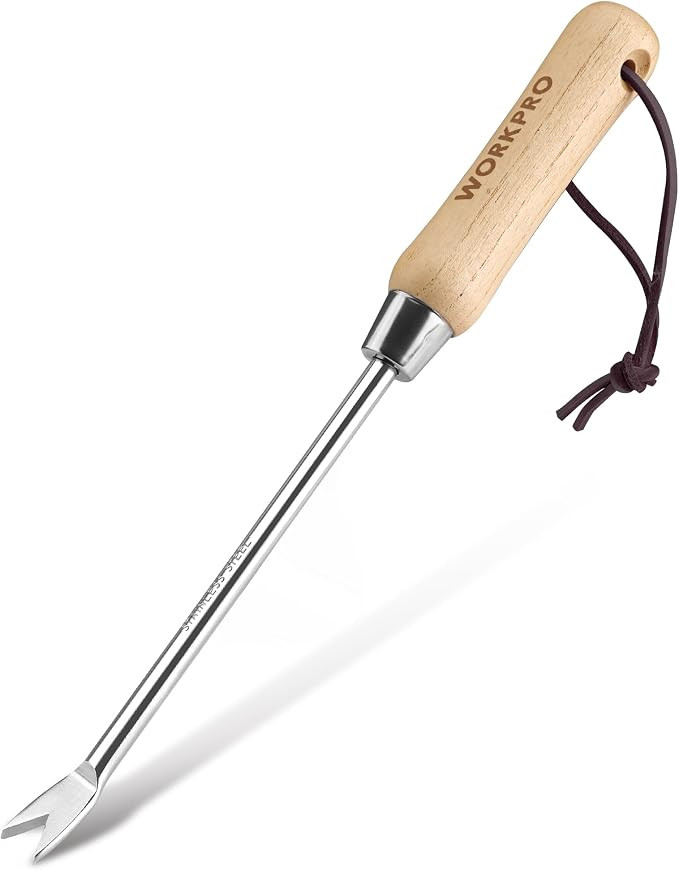 WORKPRO Dandelion Weeder Puller Tool with Wood Handle | Polished Stainless Steel Garden Weed Remo... | Amazon (US)