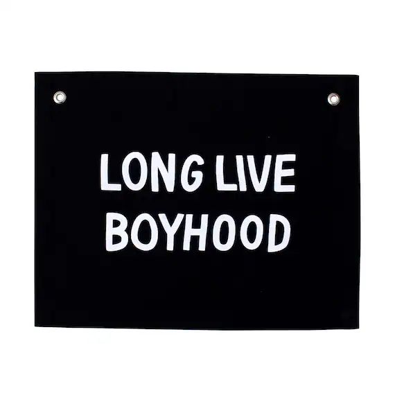 Long Live Boyhood Banner Black - Canvas Wall Flag | Wall Art for Nursery | Modern Kids Room Decor... | Etsy (US)