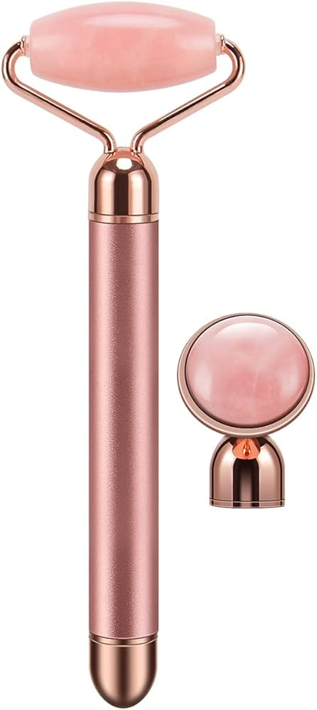 2-IN-1 Electric Jade Roller Massager Facial Roller & Face Massager, Rose Quartz | Amazon (US)