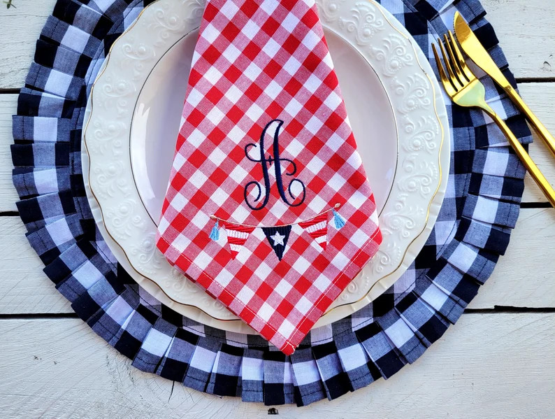 Personalized Red Gingham Napkins, 4th of July Napkins, Chinoicery Napkins - Etsy | Etsy (Global)