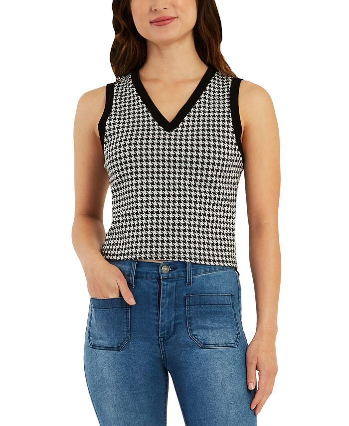 BCX
          
        
  
      
          Juniors' V-Neck Houndstooth Vest | Macys (US)