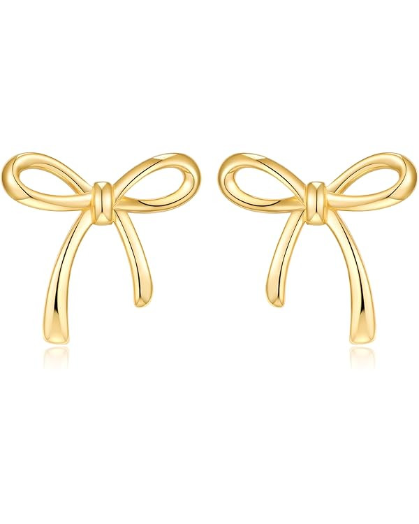 Gold Silver Bow Stud Earrings for Women Bow Jewelry Simple Earrings | Amazon (US)