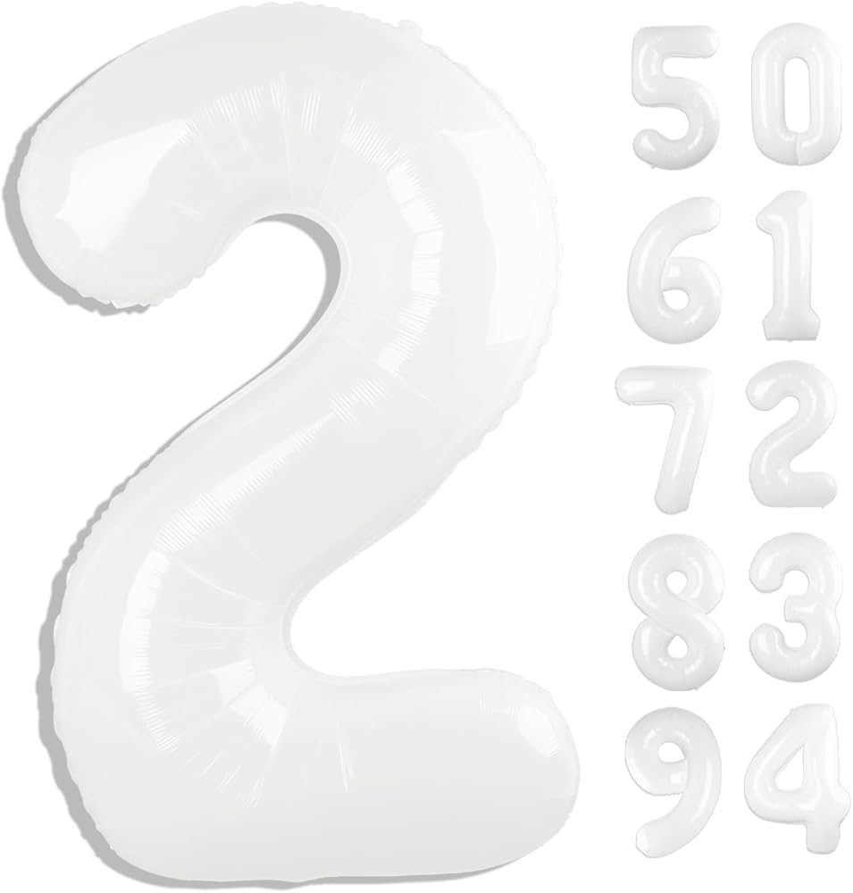 White 2 Balloon, Translucent Number Balloons 40 Inch, 2nd Balloon Number Birthday Decorations, Se... | Amazon (US)