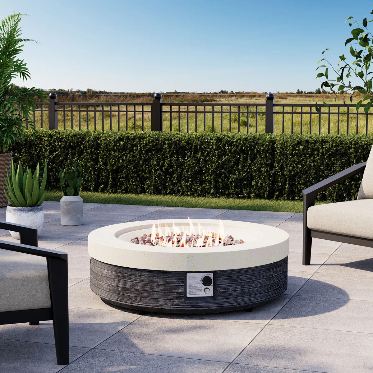 41" Round Concrete Propane Fire Pit Table | Wayfair North America