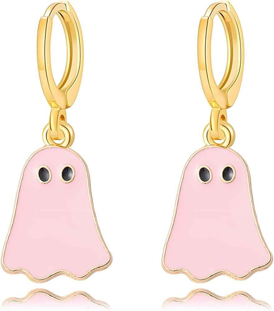 coadipress Halloween Ghost Earrings for Women Cute Funny Spooky Ghost Huggie Hoop Earrings Colorf... | Amazon (US)