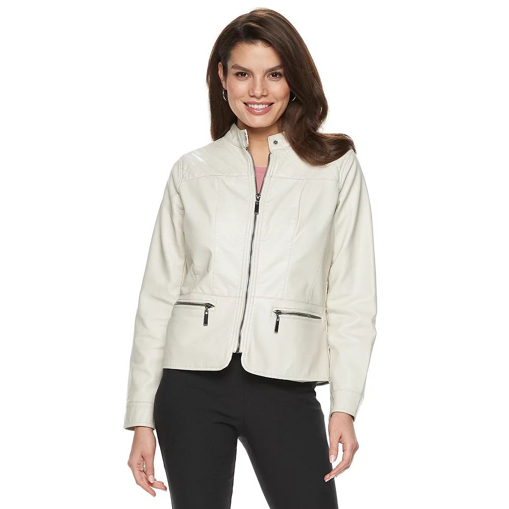 Women's Apt. 9® Faux-Leather Quilted Jacket | Kohl's