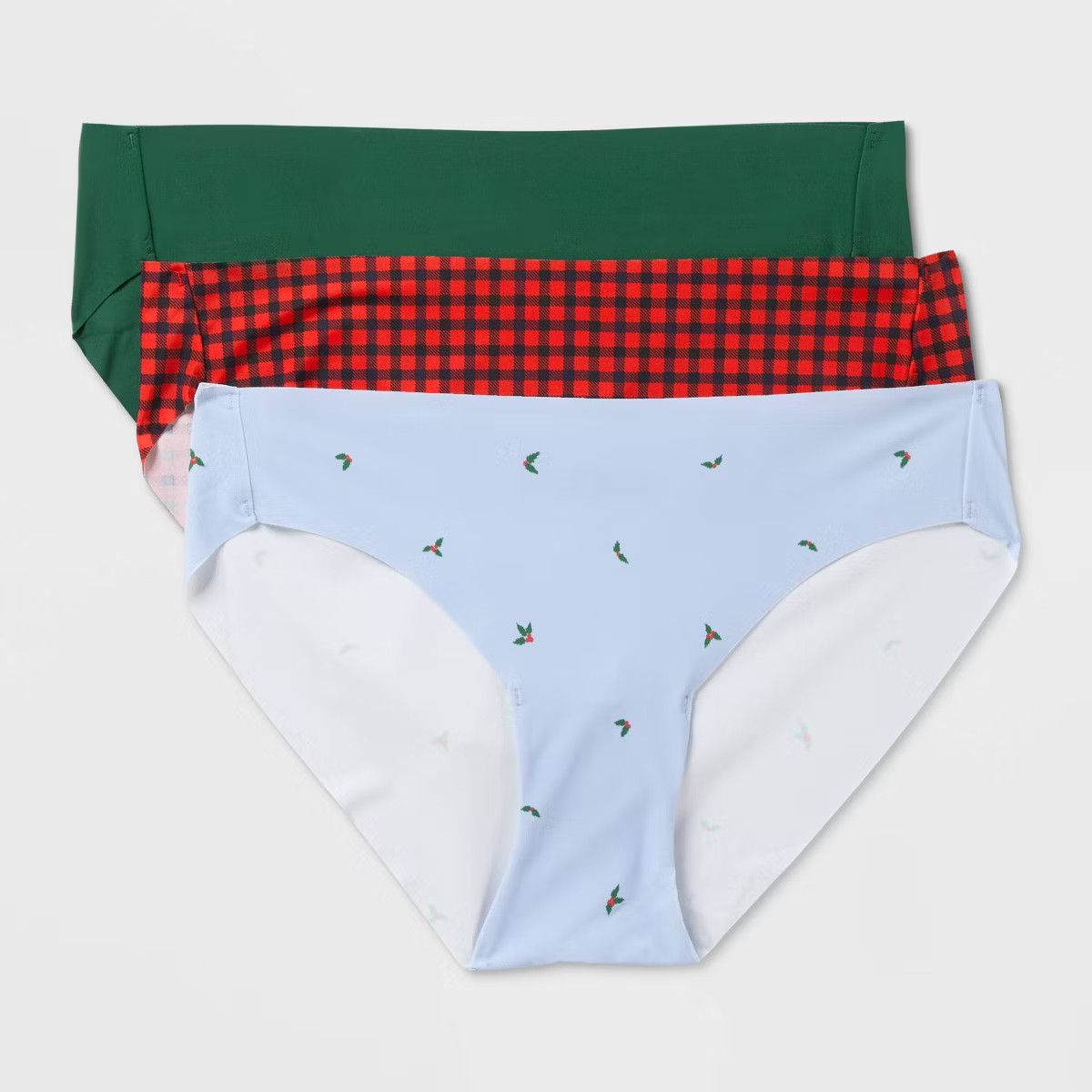Women's 3pk Laser cut Holiday Bikini Underwear - Auden™ Red/Green/Blue | Target