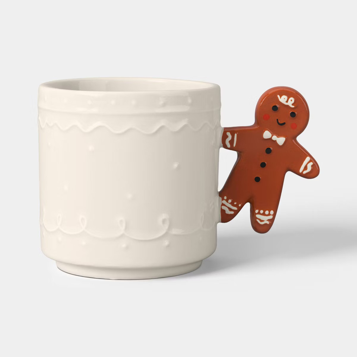 15.5 fl oz Christmas Stoneware Gingerbread Man Handle Mug Ivory - Wondershop™ | Target