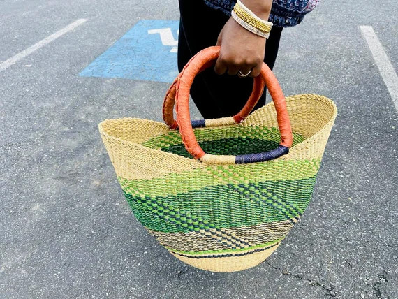African basket - Large oval basket with 2 handles - Bolga basket -fairly traded basket- Farmers m... | Etsy (US)