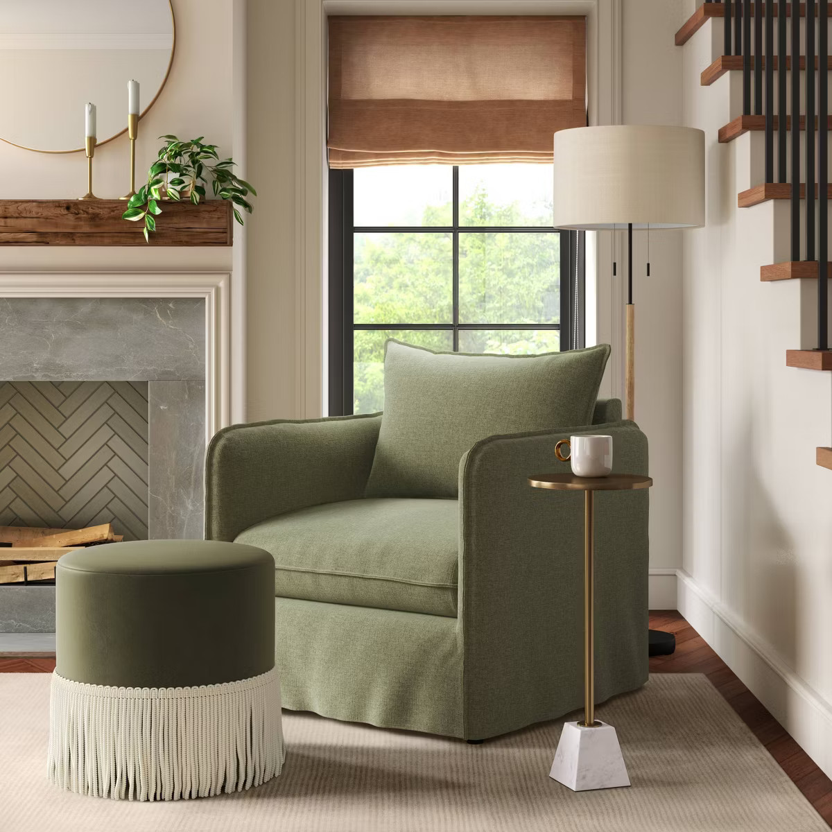 Fringe Ottoman Performance Textured Weave River Navy - Threshold™ | Target