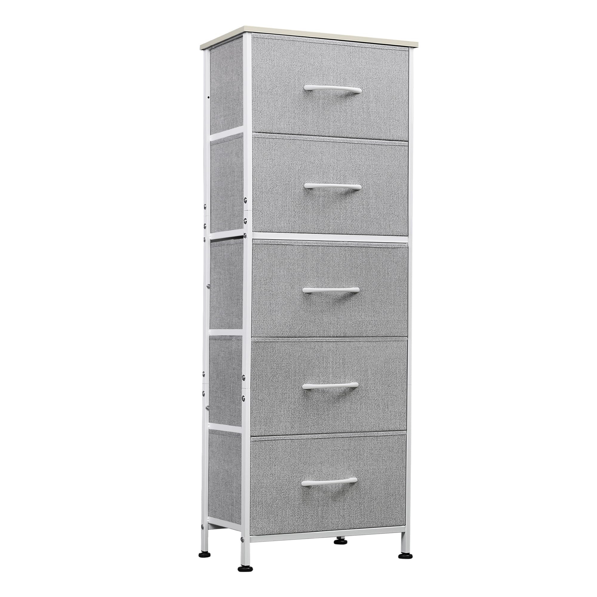 WLIVE Fabric Dresser, 5-Drawer Tall Dresser for Bedroom, Storage Dresser Organizer with Fabric Bi... | Amazon (US)