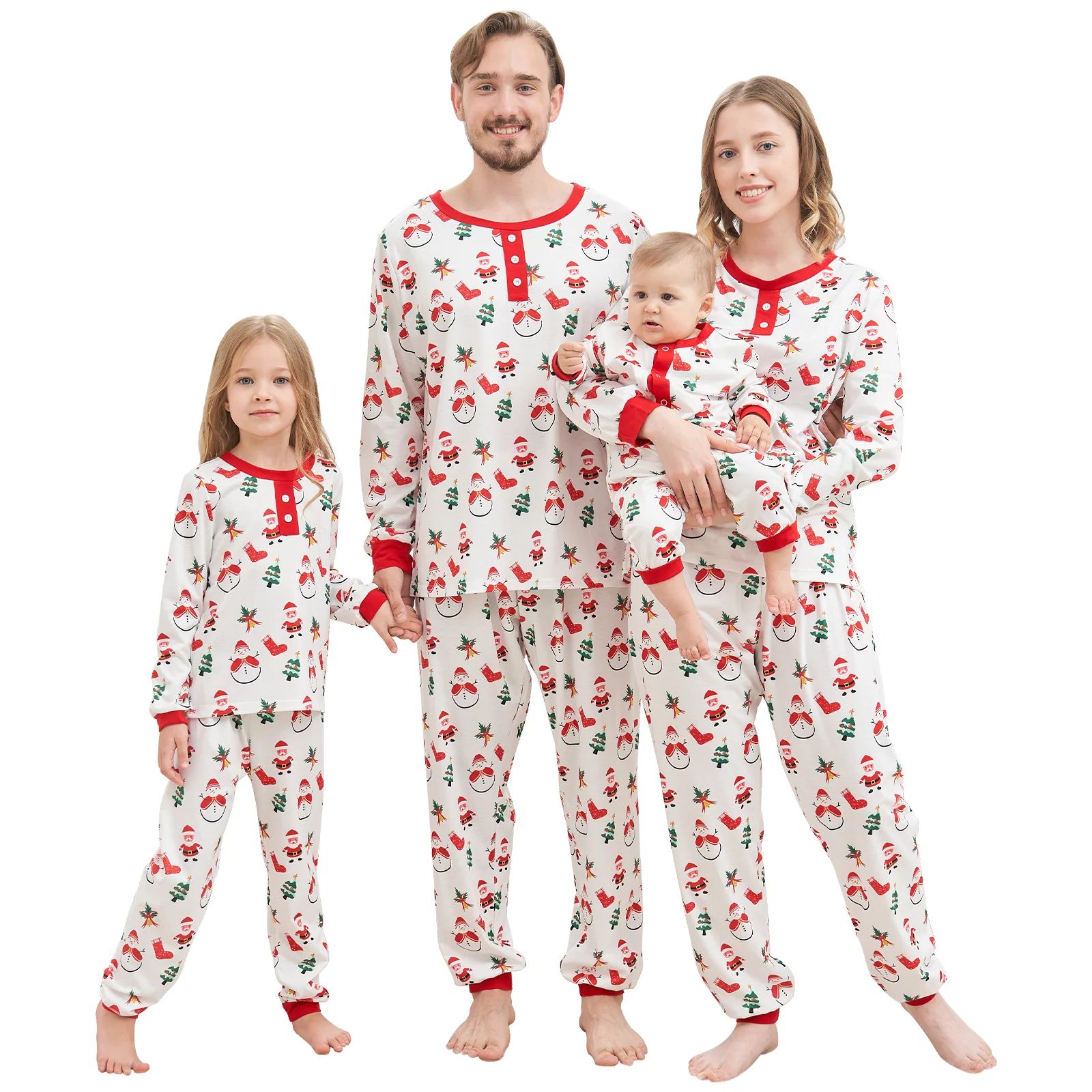 Baozhu Family Matching Outfits Christmas Snowman Print Pajamas Set Long Sleeve Xmas Home Wear | Walmart (US)