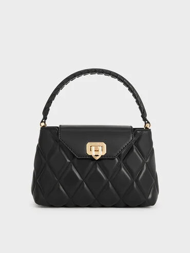 Arwen Quilted Braided-Strap Top Handle Bag
    
         - Black | Charles & Keith US