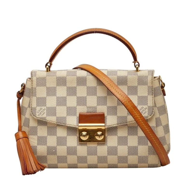 Pre-Owned Louis Vuitton Damier Azur Croisette Handbag/Shoulder Bag 2WAY N41581 White Leather... | Walmart (US)