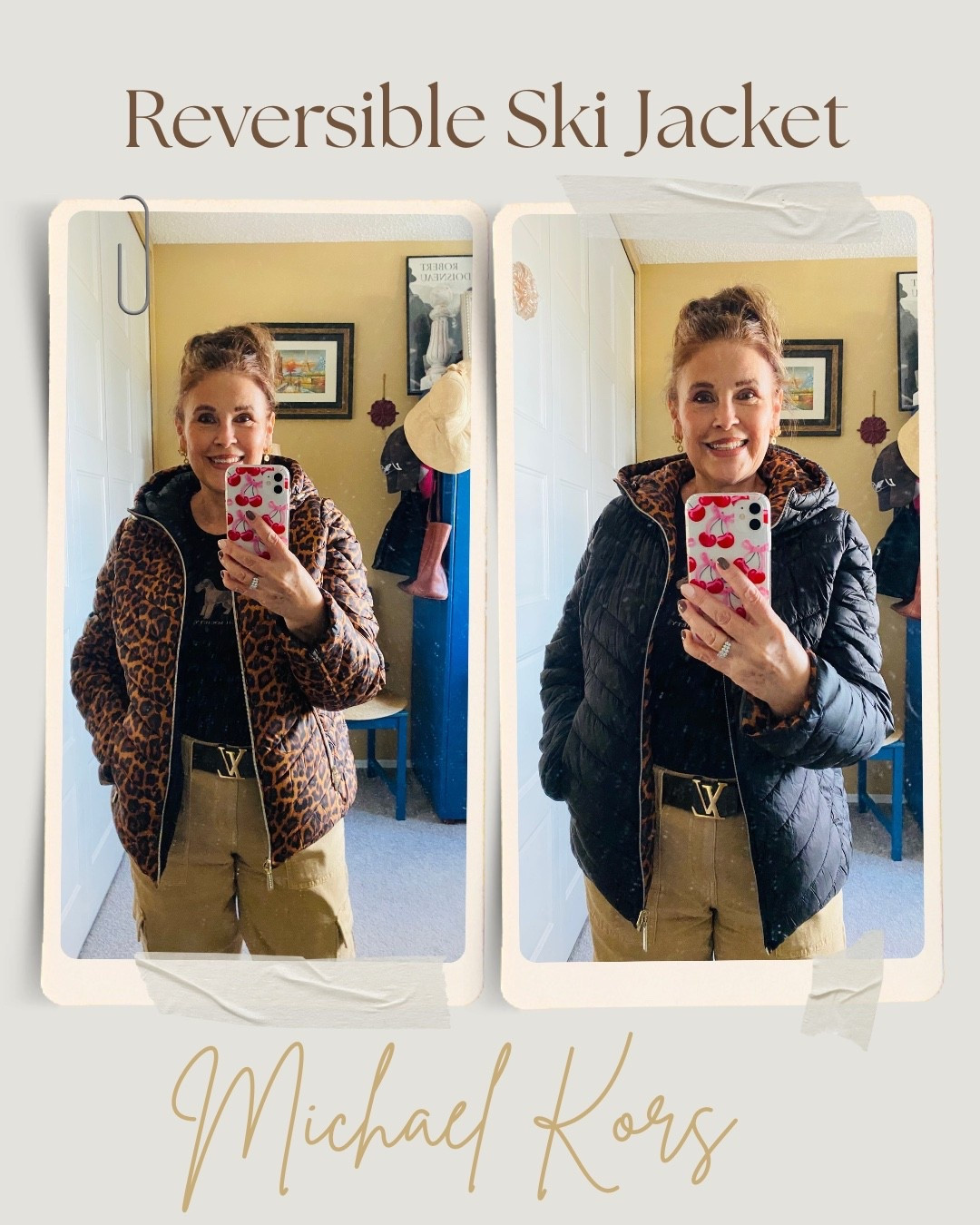 Fun revisable ski jacket from Michael Kors Outlet! Has a hood and a bag in one of the pockets that easily fits the jacket in for travel!🤎

#LTKfitness #LTKwinter #LTKtravel