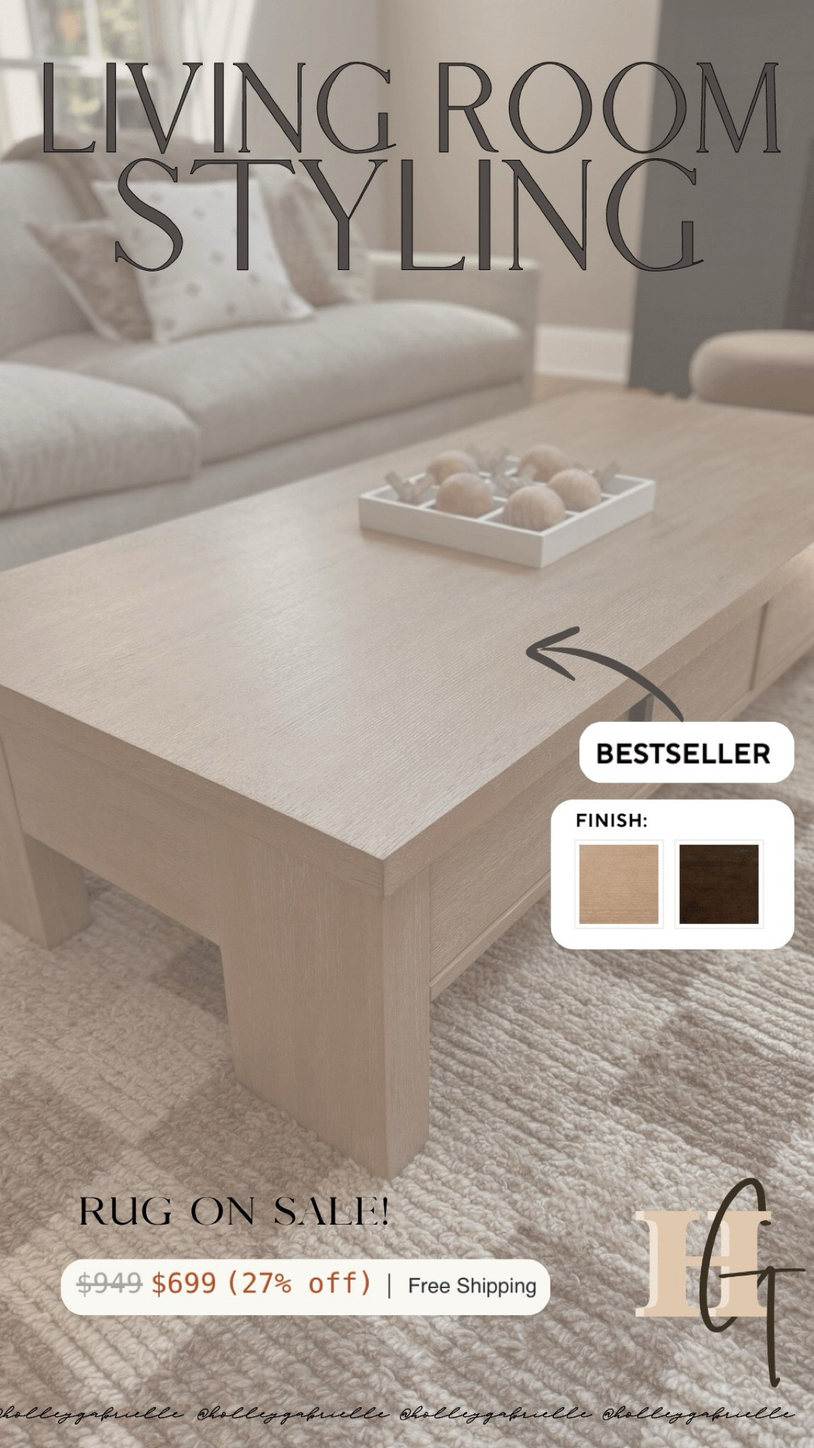 Our coffee table in light & dark wood!✨🤍the most perfect fitting coffee table for our space!  Also get asked about this rug daily — it’s my fave checker print 🥹

Pottery barn / cozy spaces / coffee table decor / living room style / Holley Gabrielle / revival rugs 

#LTKU #LTKStyleTip #LTKHome