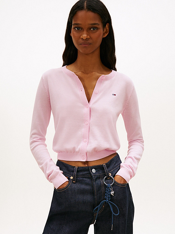 Ribbed Slim Crew Neck Cardigan | Tommy Hilfiger UK