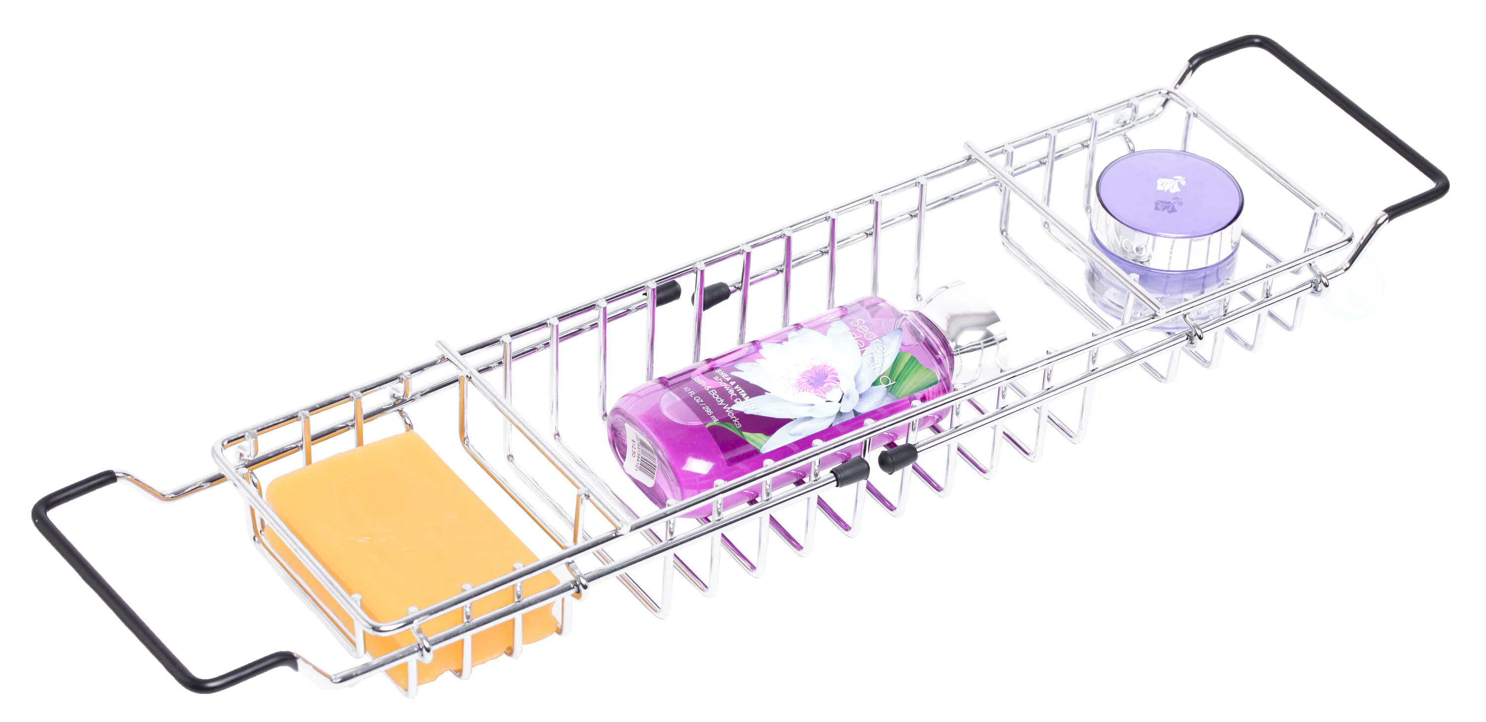 Basicwise Metal/iron Steel Bathtub Caddy 5.25-in x 5.25-in x 3-in Rubber one_size | QI003491 | Lowe's