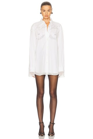 Jean Paul Gaultier Long Sleeve Shirt in Black & White - White. Size L (also in M, S, XS). | FWRD 