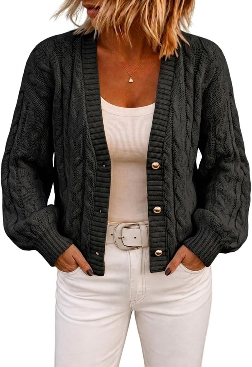 CHICME Womens Cable Knit Open Front Cardigan Sweaters | Amazon (US)