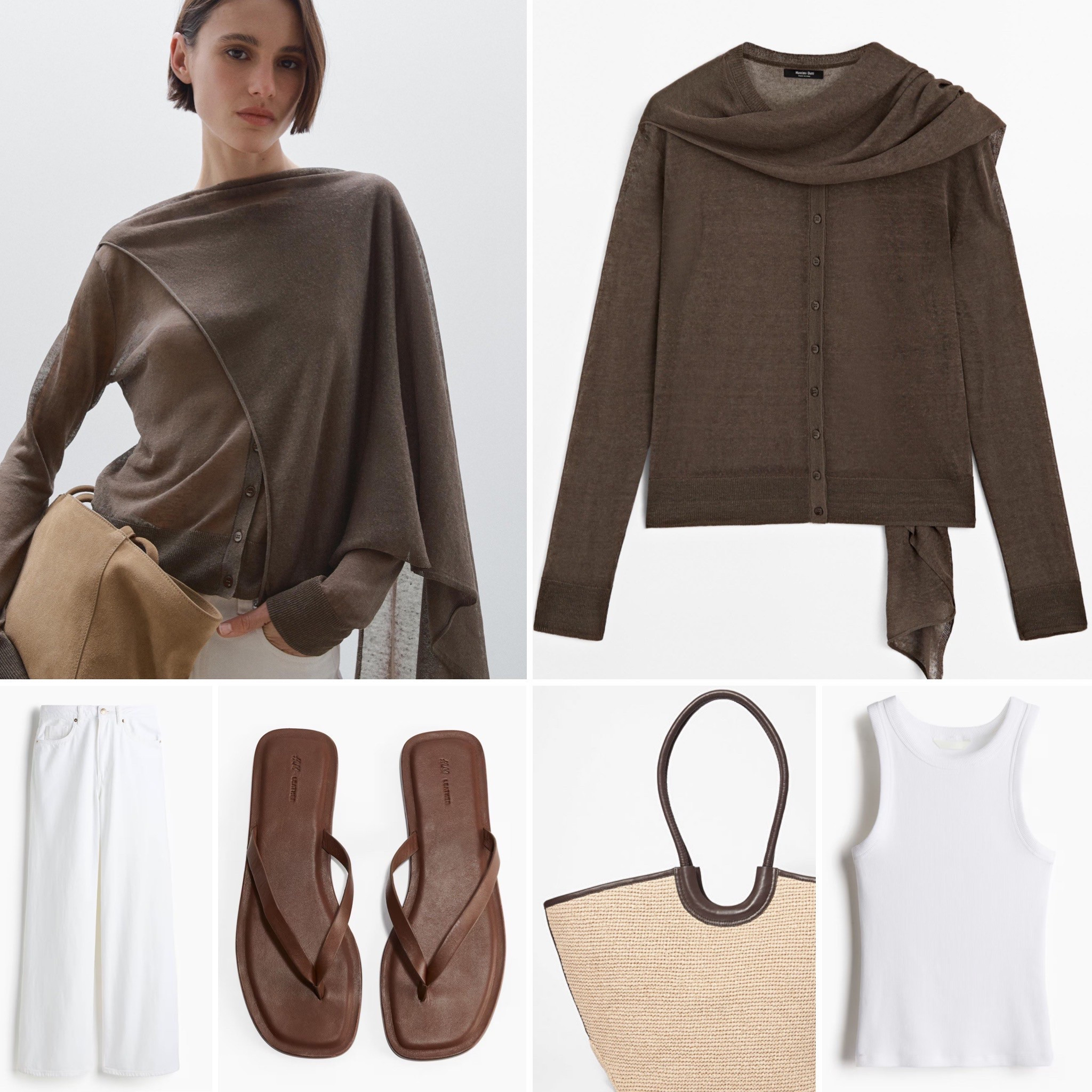 Chic summer outfit 
White jeans , summer knitwear 
Cardigan 
Thong sandals 


#LTKsummer #LTKspring #LTKtravel