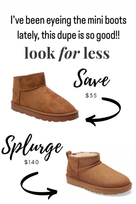 Been wanting Ugg minis, but can’t justify the price?! Me too 😂 I’ve found the best dupe for an awesome price—they come in all different colors. The quality is superb! #uggminis #uggminidupes

#LTKSeasonal #LTKshoecrush #LTKunder50