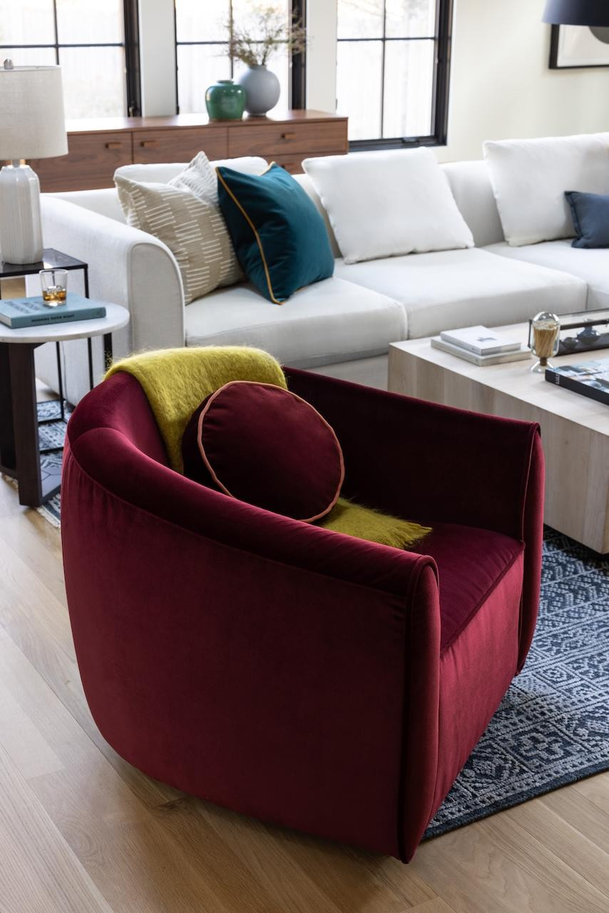 Lawson Swivel Chair with Contrast Piping | Interior Define