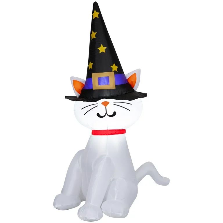Halloween White Cat with Oversize Witch Hat, 48 in, by Way To Celebrate | Walmart (US)
