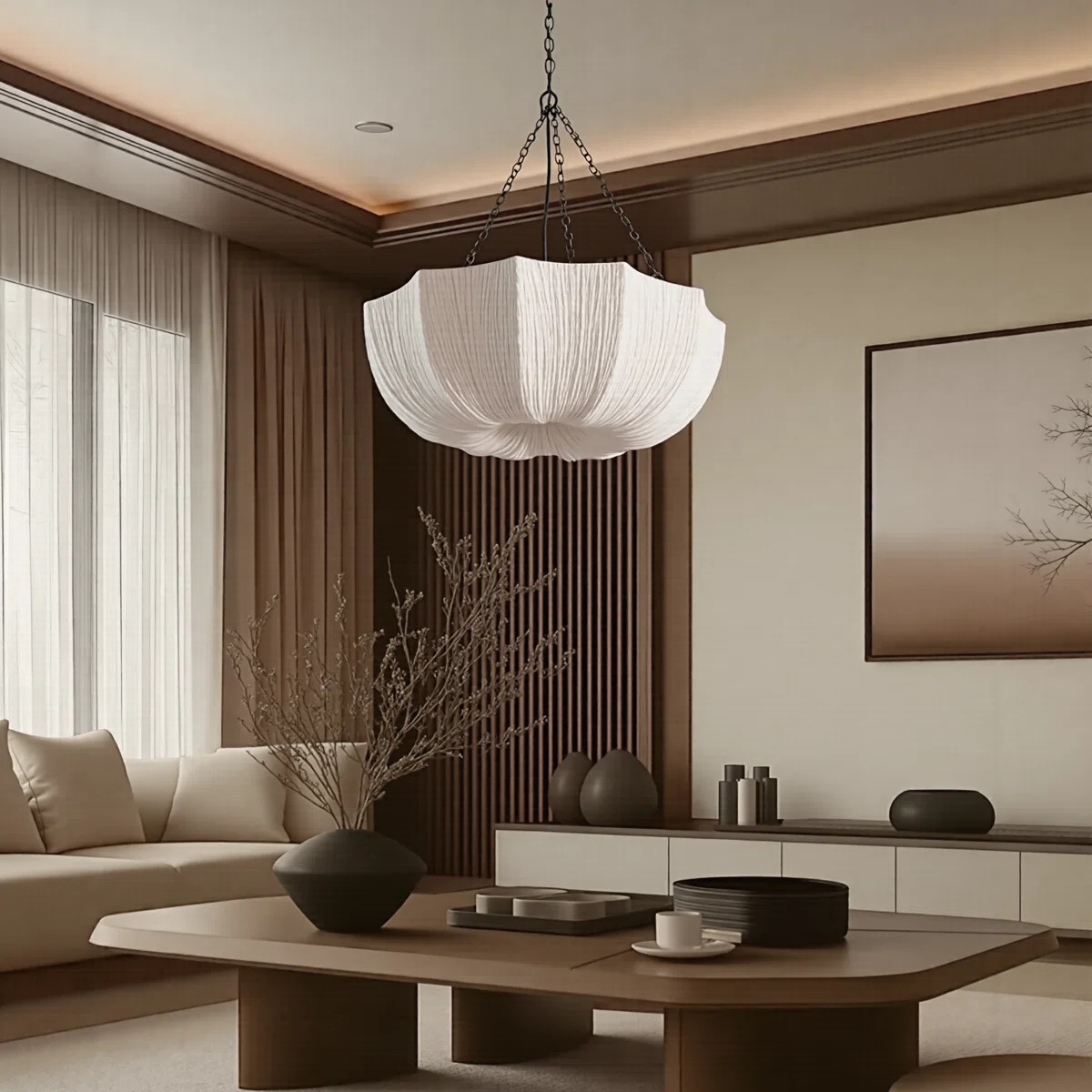 Three Light Pendant Light Indoor Bowl Fabric Kitchen Island | Wayfair North America